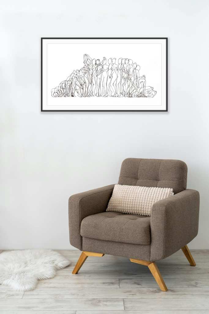 A modern chair with a sleek, minimalist design, featuring smooth upholstery and a gently curved backrest. Positioned against a neutral backdrop, the chair’s clean lines and elegant form contribute to a stylish and contemporary aesthetic.