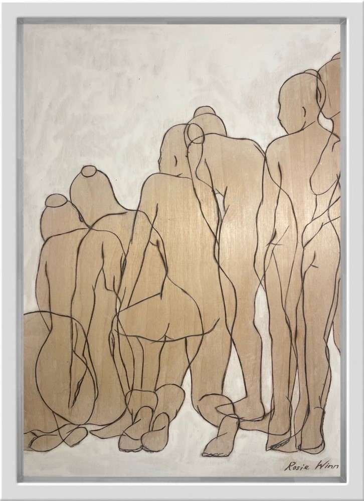 A line of drawn figures overlapping