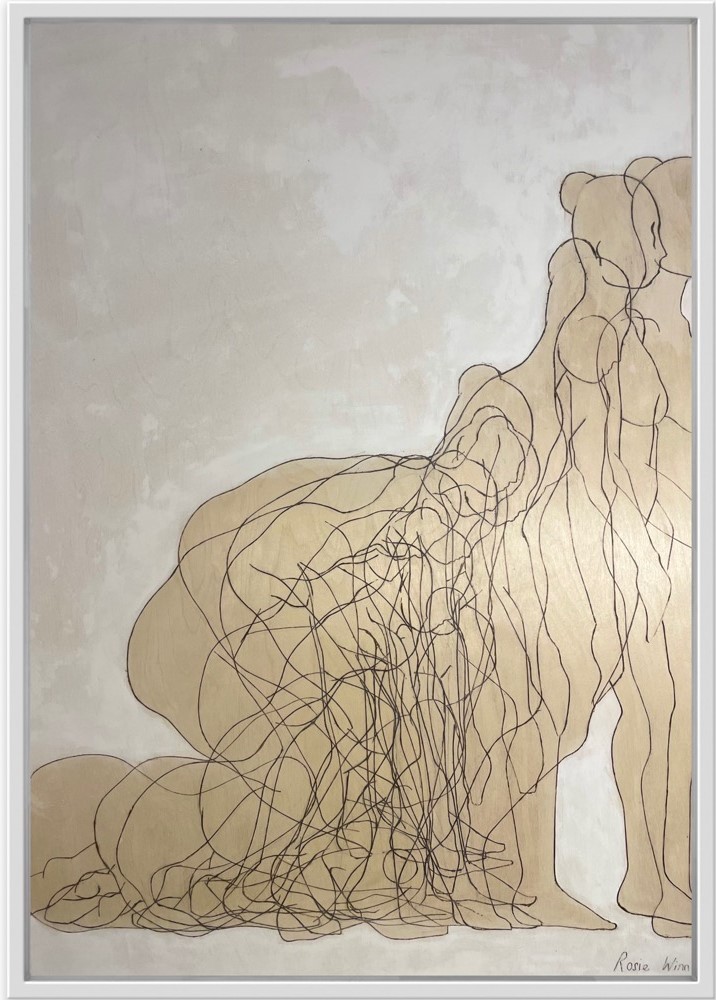 A line of drawn figures overlapping