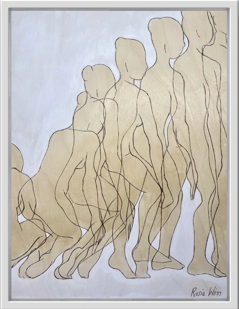 A line of drawn figures overlapping
